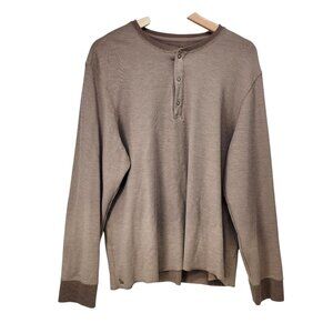 Untuckit Henley Thermal Shirt X-Large‎ Cotton Long Sleeve Casual Top Mens Tan